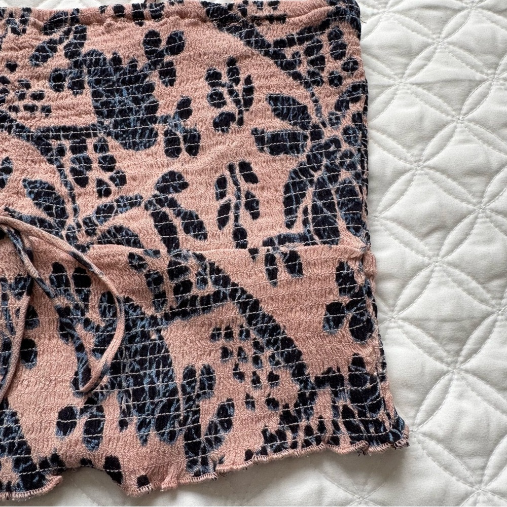 Free People FP One Maia Smocked Bandeau Crop Top Pink Blue Floral Boho Sz Large - Picture 4 of 13